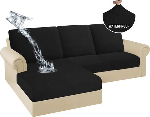 Miniatura 28 de HDCAXKJ Fundas de Cojines para Sofá Seccional 100% Impermeables, 3 Piezas, Forma de L, Funda Seccional Elástica para Chaise, Juego de Fundas