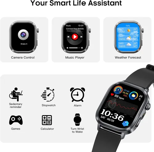 Miniatura 6 de AMOLED - Relojes inteligentes para hombres y mujeres, rastreador de actividad física con monitor de frecuencia cardíaca, estrés y sueño 24/7