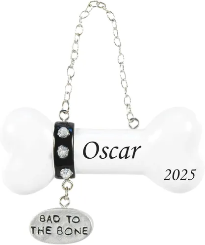 Miniatura 8 de Adorno de Navidad personalizado para perro 2025, hueso de perro con lazo, recuerdo personalizado para mascotas, nuevo adorno para cachorros, primera
