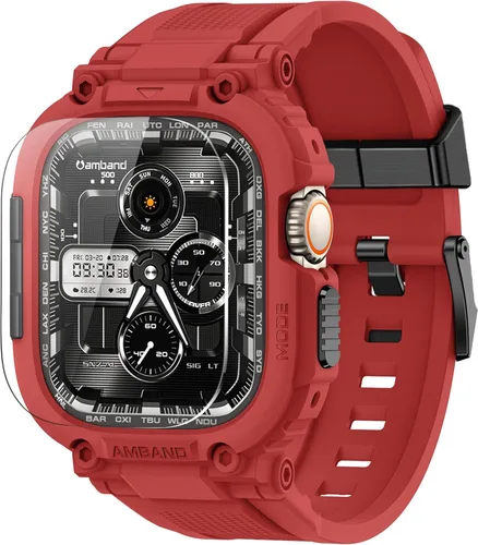 Miniatura 17 de amBand Bands - Funda protectora de pantalla compatible con Apple Watch Ultra 3/2/1 de 1.732 pulgadas, correa resistente M1 Sport Series y película