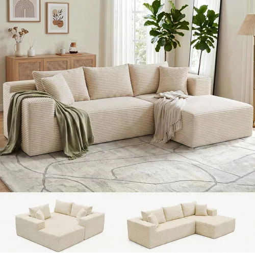 Miniatura 8 de Bashaw 108" Cloud Sectional Boneless Couches Sofa with Chaise, Modular L-Shape Couch Deep Seat Memory Foam Compressed Sofa for Living Room