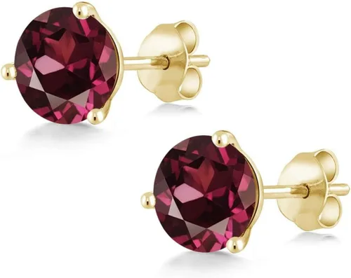 Miniatura 120 de Gem Stone King Aretes de oro de 14 quilates, 0.236 in, piedra natal redonda, Martini, 3 puntas, aretes de oro para mujer