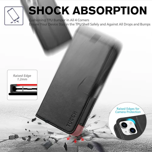 Miniatura 6 de TUCCH Funda Tipo Billetera para iPhone 13 (6.1") 2021, con Bloqueo RFID, con Soporte para 3 Tarjetas, de Piel Sintética, Tipo Folio