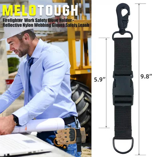 Miniatura 6 de MELOTOUGH Firefighter Gloves Straps Work glove holder with Reflective Tape Glove Clips for Quick Accessfor Firefighters