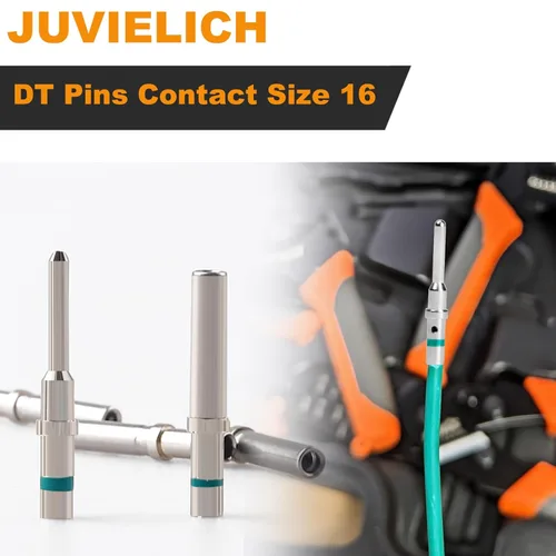 Miniatura 7 de 30 pares de contactos de barril sólido de la serie DT tamaño 16, se adapta a 14-20 AWG, kit de pasadores de terminal macho y hembra de rayas verdes
