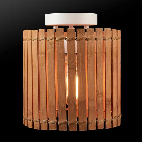 Miniatura 11 de Globe Electric 65898 Lámpara de techo empotrada de 1 luz, blanco mate, pantalla de bambú natural