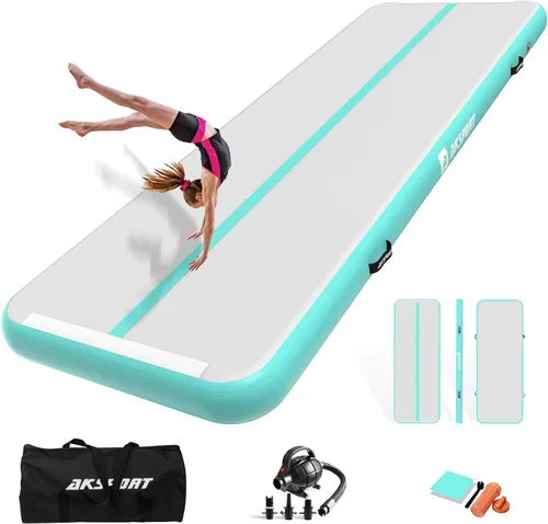 Miniatura 12 de AKSPORT Colchoneta inflable de gimnasia de 10 pies, 13 pies, 16 pies, 20 pies, 23 pies, con bomba de aire, para uso doméstico, entrenamiento