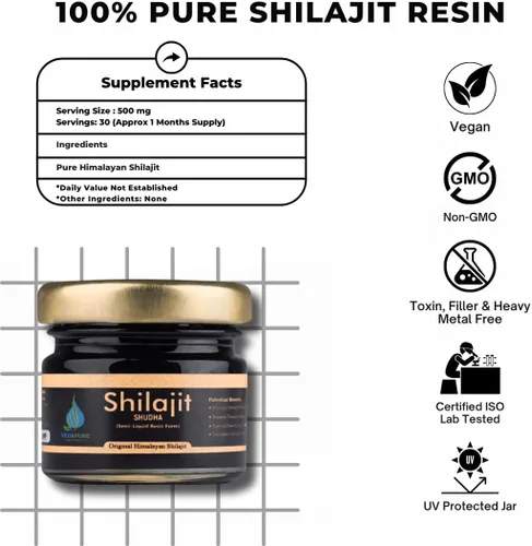 Miniatura 4 de Vedapure - Resina Shilajit del Himalaya pura 100% pura Shilajit con ácido fúlvico y más de 85 minerales traza complejo para energía y apoyo