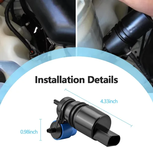 Miniatura 4 de Bomba de limpiaparabrisas compatible con Honda Pilot 2012 2013 2014 2015 reemplaza 76806-SZA-A12 76806SZAA12, bomba de líquido para limpiaparabrisas