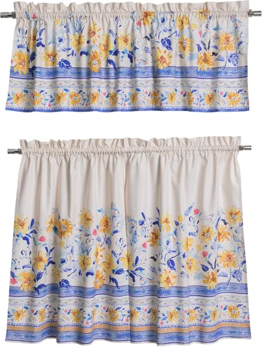 Miniatura 60 de Maison d' Hermine Juego de cortinas de cocina para ventanas, juego de cortinas de cocina 100% algodón, cenefas para el hogar [2 niveles
