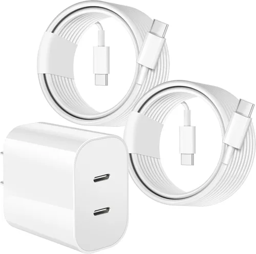 Cargador USB C de doble puerto para iPhone 17, 16, 15, cargador rápido doble tipo C, bloque de carga rápida, paquete de 2 adaptadores de corriente