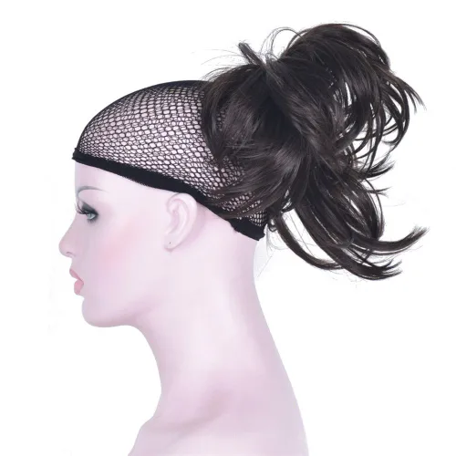 Miniatura 12 de Aimole Peluca sintética con clip de cola de caballo recta extensiones cortas de pelo gris plateado (51)