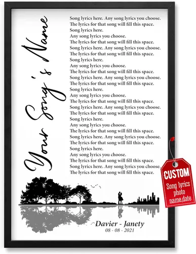 Miniatura 18 de H-DEWALL Póster personalizado de letras de canciones, regalos de cumpleaños para esposo para dormitorio, discos de vinilo, fotos, regalos para él