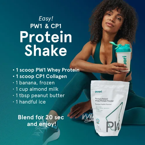 Miniatura 7 de Puori Proteína de suero en polvo, vainilla bourbon - PW1 criada en pasto, proteína de suero alimentada con pasto mezcla de bebida en polvo que