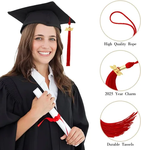 Miniatura 86 de Borla 2025, 1 unidad, borla de graduación para graduados 2025, borla 2025 con dijes de fecha dorada 2025 para fiestas de graduación, ceremonias