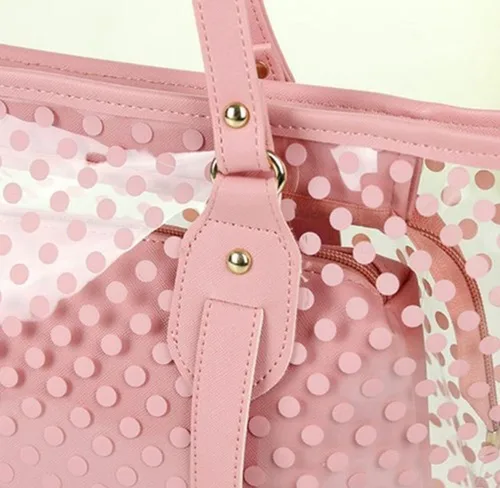 Miniatura 3 de FTSUCQ - Bolso de mano transparente para mujer diseño de lunares