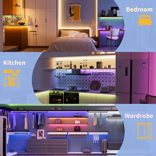 Miniatura 2 de PAUTIX COB - Tira de luces LED, RGBW luces LED RGB+2700K blanco cálido, certificación UL, sin puntos, 24 V, cinta LED que cambia