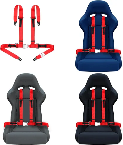 Miniatura 7 de Yakitoko Arnés de Seguridad Universal de 4 Puntos de 2 Pulgadas Compatible con Go Kart, UTV, ATV, Racing Rojo