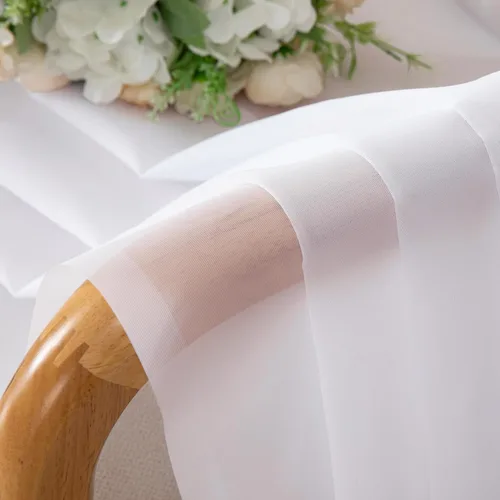Miniatura 4 de OVZME - Cortinas traslúcidas blancas de 45 pulgadas de largo, 2 paneles, cortinas de gasa con bolsillo para barra para ventanas pequeñas, cada una