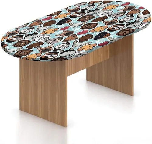 Miniatura 17 de Mantel ajustable ovalado de poliéster con borde elástico, para amantes de los perros, pastor austratliano con estampado de mastín italiano, se