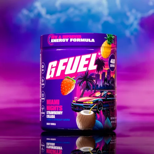 Miniatura 3 de G Fuel Miami Nights 2.0 - Bebida energética en polvo, mezcla de cafeína preentrenamiento para juegos, amino de enfoque sin azúcar, vitamina +
