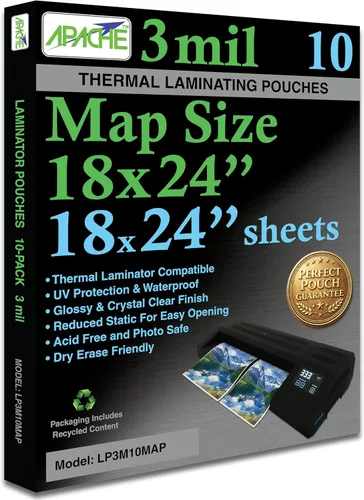 Miniatura 15 de Apache Map Banner Size Laminating Pouches, 3 Mil, 5 Pack, 18 x 120 Inch Pouch Size Laminating Sheets, Thermal Laminator Compatible, Super Clear