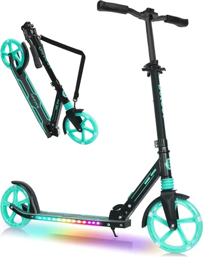 BELEEV V5 Plus Patinete para niños de 6 años en adelante, adolescentes con ruedas y plataforma iluminadas, patinete plegable deportivo de 2 ruedas