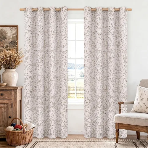 Miniatura 30 de BGment Cortinas de lino beige para dormitorio de 63 pulgadas de largo, cortinas de ventana con ojales y ojales para ventana de sala de estar, 2