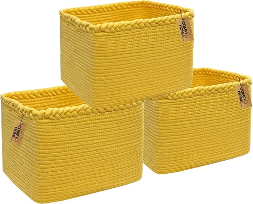 Miniatura 11 de COMFY-HOMI Cestas de almacenamiento de 11.5 x 7.5 x 4.7 pulgadas para organizar, cesta tejida de cuerda de algodón, caja de almacenamiento