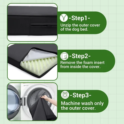 Miniatura 7 de Vonabem Cama grande para perro impermeable XL lavable para jaula de 42 pulgadas, camas para mascotas de cuero duradero para exteriores espuma