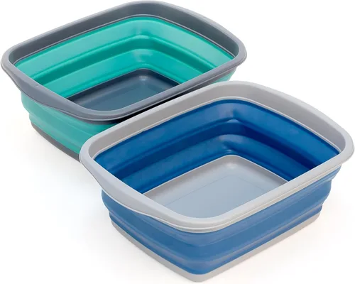 Miniatura 14 de SAMMART - Tina plegable de 10 L (2.6 galones), bañera plegable para platos, lavabo portátil, bañera de plástico que ahorra espacio