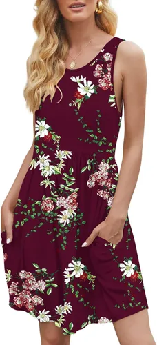 Miniatura 2 de HiMONE Womens Sleeveless Loose Plain Dresses Casual Short Dress with Pocket