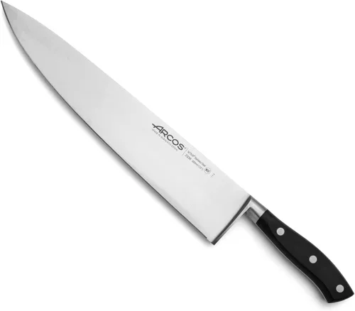 Miniatura 36 de Arcos Cuchillo forjado dentado de acero inoxidable de nitrum de 5 pulgadas y hoja de 5.118 in. Mango ergonómico POM de polioximetileno. Serie Blanco
