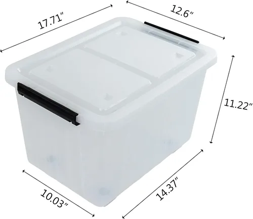 Miniatura 2 de Caja de almacenamiento de 30 litros, transparente, juego de 4 cubos de plástico con tapas