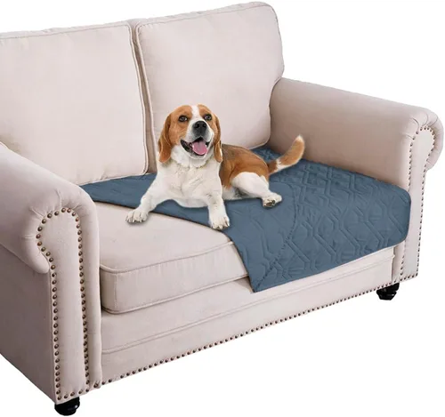 Miniatura 123 de Ameritex Funda Impermeable para Cama de Perro Manta para Mascotas para Muebles Cama Sillón Sofá Reversible Azul marino+azul piedra