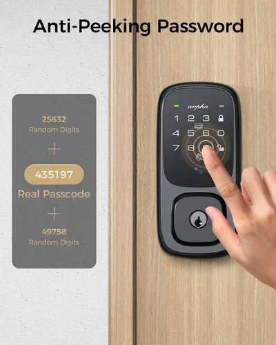 Miniatura 7 de ARPHA Cerradura de puerta de entrada sin llave, cerrojo de reconocimiento de vena palmar con asa para puerta delantera, WiFi integrado, Amazon