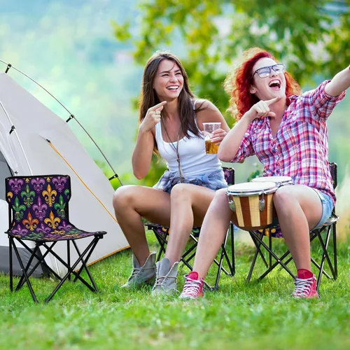 Miniatura 6 de Outdoor Folding Mardi Gras Carnival Gold Flower Camping Chairs for Adults Portable Camping Chair Lightweight Lawn Chair 202a6665