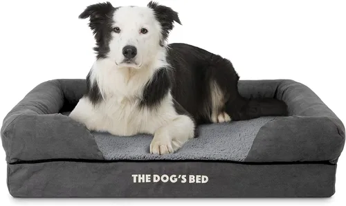 Miniatura 39 de The Dog's Bed - Cama ortopédica de espuma viscoelástica para perros medianos, colchón de soporte de alta densidad, entrada frontal baja, funda negro