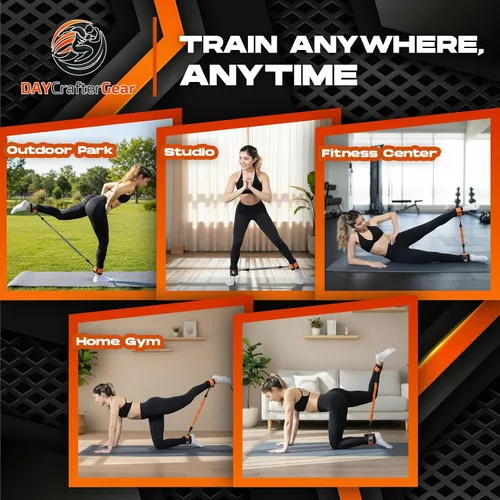 Miniatura 6 de Bandas de resistencia de tobillo con puños y bandas de resistencia de tela para entrenar – Set de entrenamiento en casa para piernas, glúteos, yoga