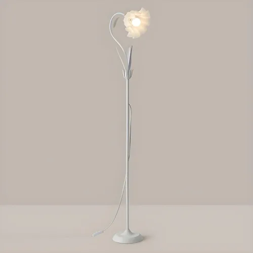 Miniatura 13 de RUNNUP Lámpara de pie moderna, lámpara alta con forma de flor de 1 luz con pantalla acrílica, lámpara alta para sala de estar, dormitorio, Negro