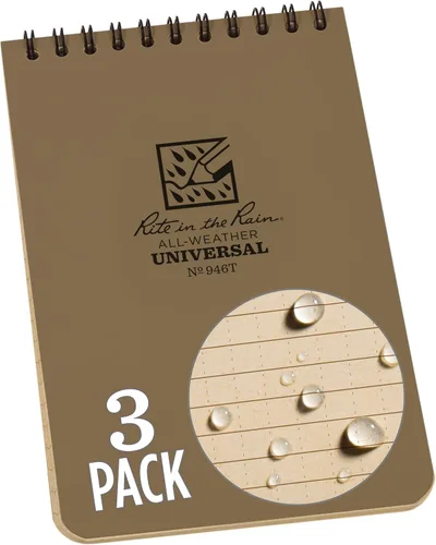 Miniatura 20 de Rite In The Rain Cuaderno de espiral superior resistente a la intemperie, 4 x 6 pulgadas, cubierta negra, patrón universal (No. 746-3), paquete de 3
