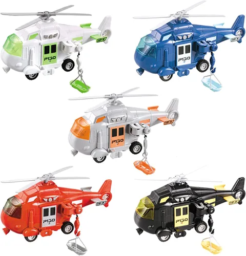 Miniatura 3 de OMGTOY Helicóptero militar, avión de la fuerza aérea de juguete con cesta colgante luces y sonidos para niños (rojo)