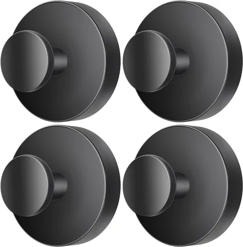 Ganchos de Ventosa Mejorados 2026 Sin Taladro, Ganchos de Ventosa de Acero Inoxidable para Ducha, Espejo, Pared, Baño, Vidrio, Colgar Toallas - Negro