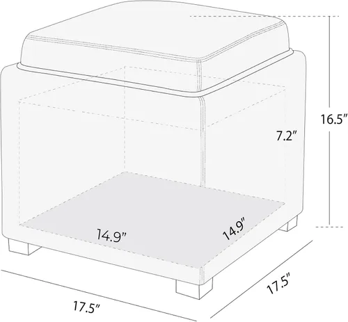 Miniatura 3 de CHITA Otomana de almacenamiento cúbica con tapa con bandeja, pequeño reposapiés con almacenamiento, mesa auxiliar cuadrada para sala de estar y gris