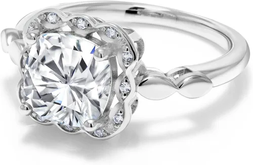 Miniatura 59 de Gem Stone King Anillo de compromiso de plata de ley 925 de 0.315 in con piedra natal y zafiro blanco creado Anillo de compromiso de boda