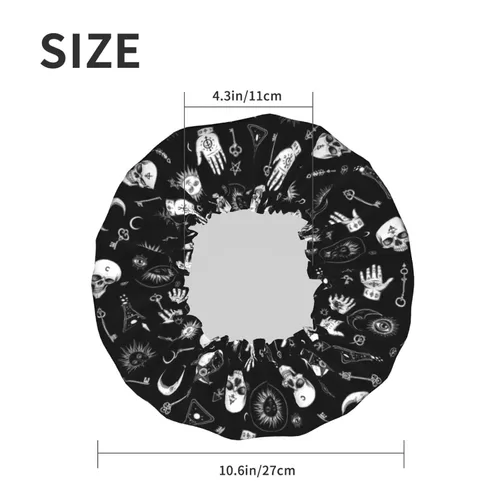Miniatura 6 de Gorro de ducha gótico, cuervo, cuervo, calavera, luna, estrella, gótico, gorra de baño diseñada para mujeres, impermeable, doble capa