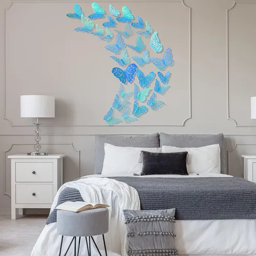 Miniatura 4 de 72 calcomanías 3D de mariposa para pared, decoración de pared, 3 tamaños, para habitación, hogar, guardería, aula, oficina, dormitorio, baño, sala