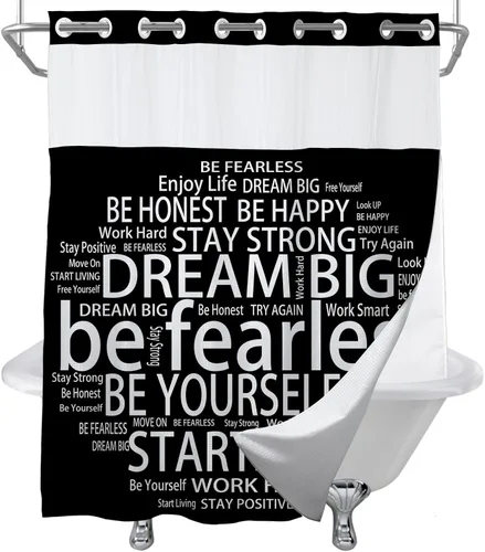 Miniatura 8 de Cortinas de ducha para niños, con texto en inglés «Believe Quotes Be Fearless Dream Big Be Yourself», tela inspiradora, juego de decoración de baño