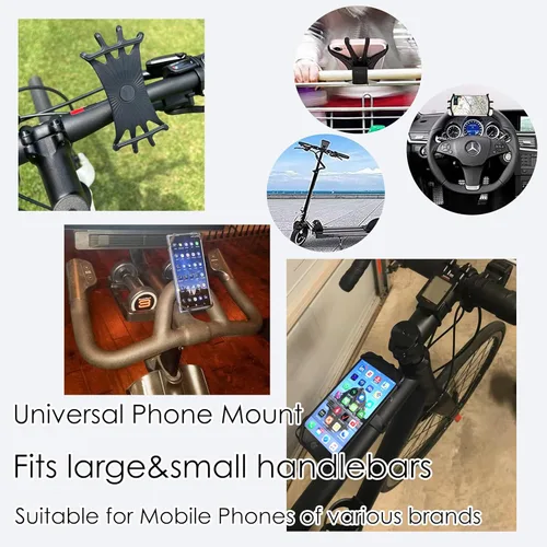 Miniatura 7 de Soporte de teléfono para bicicleta 2026, paquete de 2, soportes de silicona con rotación de 360° para iPhone y Samsung, para la mayoría de teléfonos