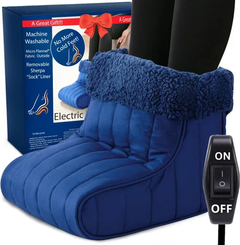 Miniatura 12 de Thermee Calentador de pies con calefacción de microfranela, forro polar sherpa, apagado de seguridad de 2 horas, calentador eléctrico de pies